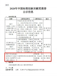 ayxty.com科技入选2020年中国标准创新贡献奖天津市推荐名单
